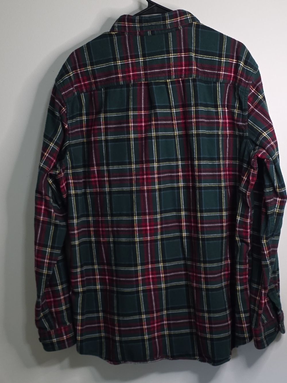 L.L. Bean Green and Red Plaid Button-Down Flannel Shirt